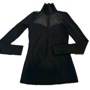 Lichi Top Sheer Panel long sleeves mock neck Dark ROMANTIC sophisticated XS